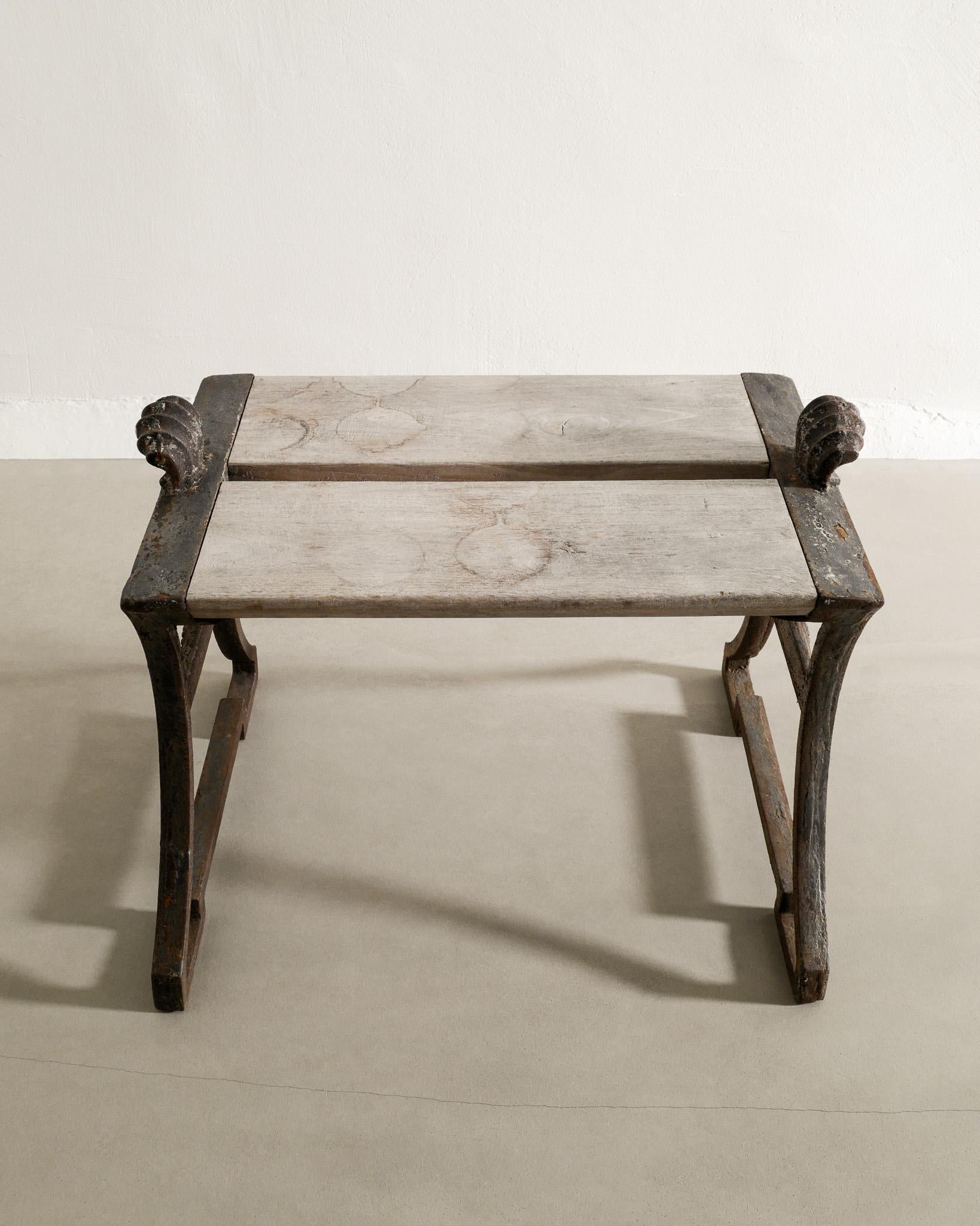 Early 20th Century Swedish Bench by Folke Bensow in Cast Iron & Pine for Näfveqvarns Bruk, 1920s