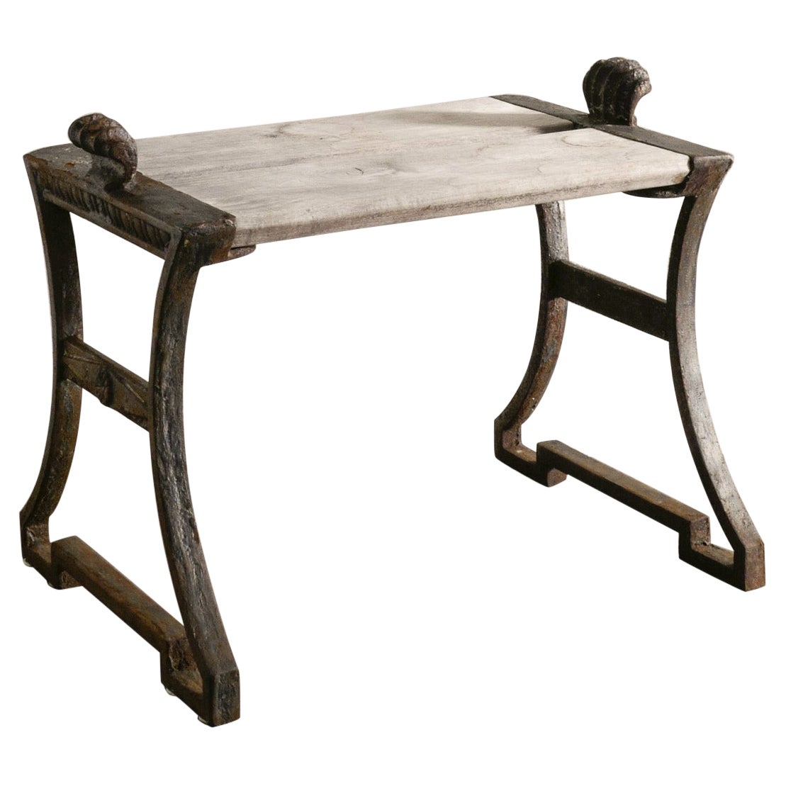 Swedish Bench by Folke Bensow in Cast Iron & Pine for Näfveqvarns Bruk, 1920s