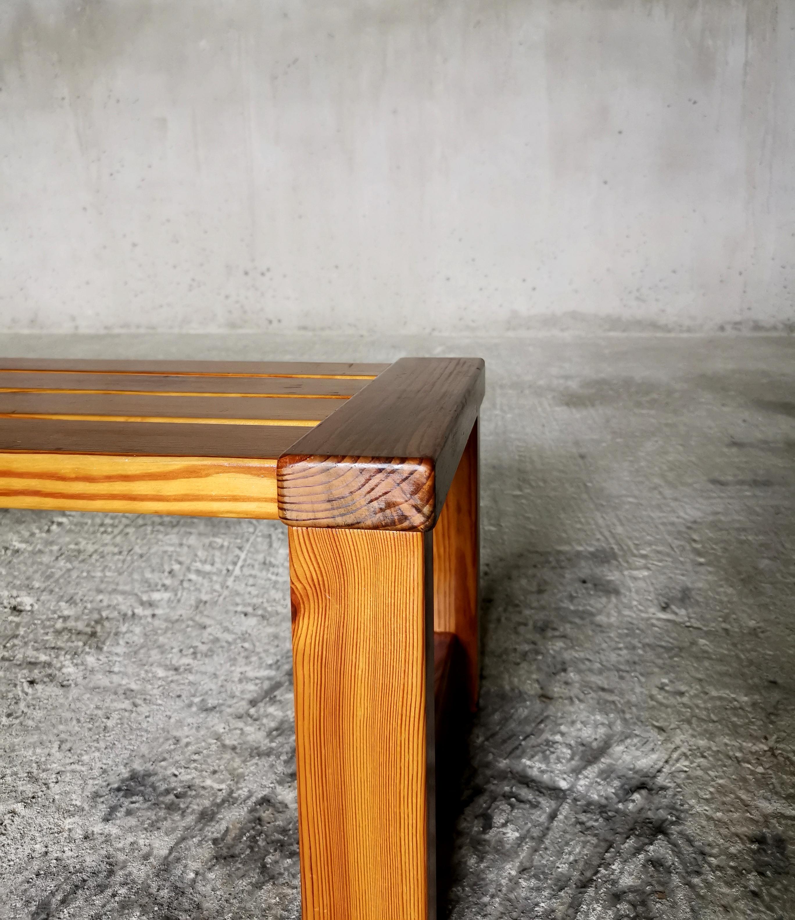 Banc/table basse suédois en pin de l'Oregon massif. À la manière de Sven Larsson, années 1960 en vente 5