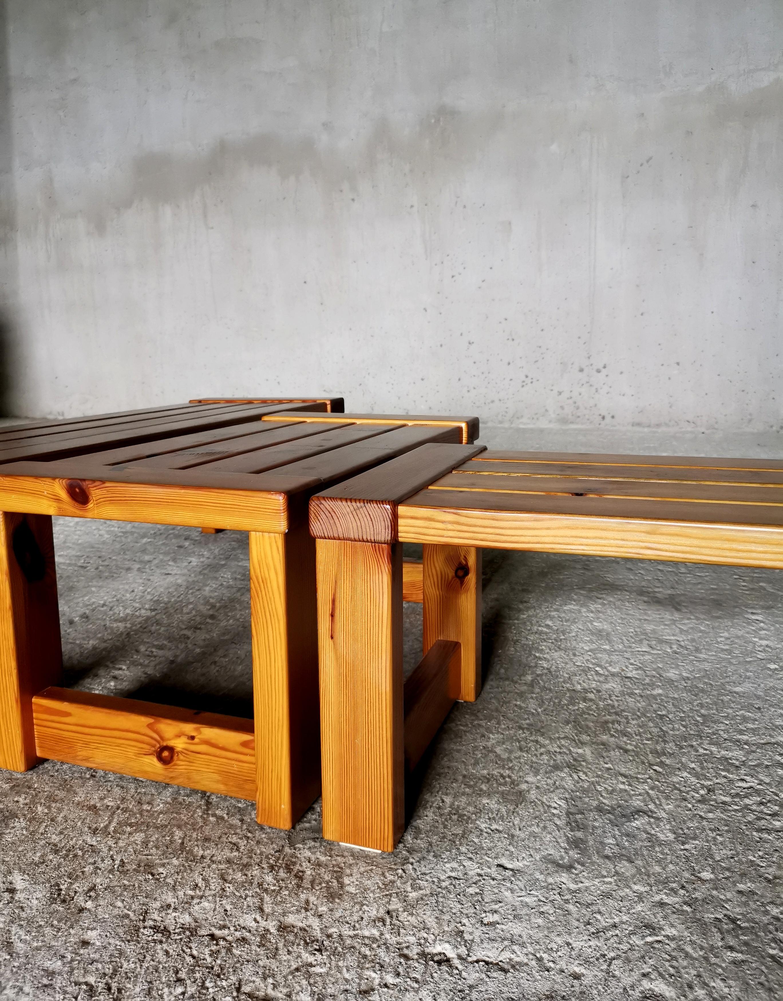 Milieu du XXe siècle Banc/table basse suédois en pin de l'Oregon massif. À la manière de Sven Larsson, années 1960 en vente
