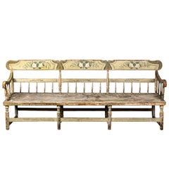 Antique Swedish Bench Hand-Painted 19th Century