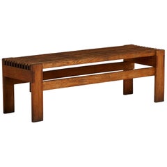 Swedish Bench in Solid Oak, 1970s