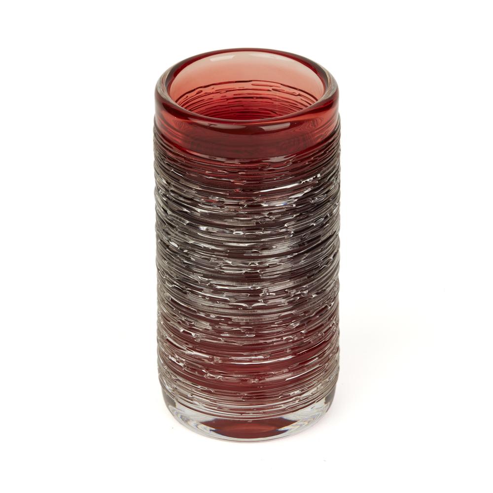 Scandinave moderne Vase vintage scandinave/suédois Bengt Edenfalk Skruf en verre filé rouge, années 1960 en vente