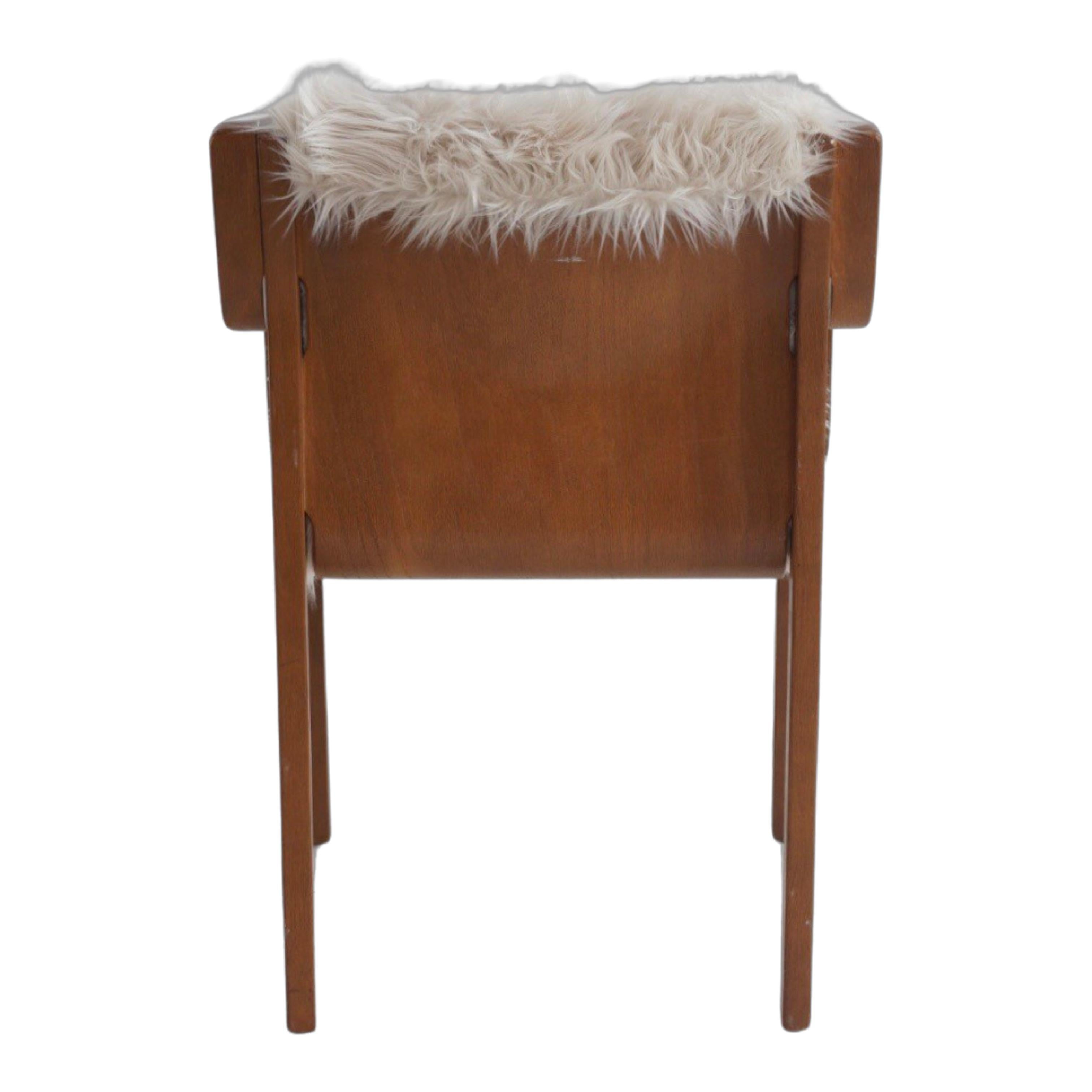 Faux Fur Swedish Bentwood Chair by Stendig, 1960s