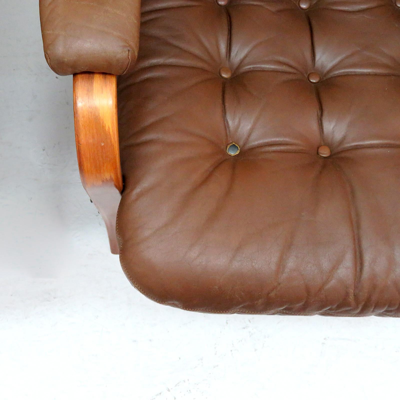 Swedish Bentwood Leather Chairs by Göte Möbler Nässjö 3