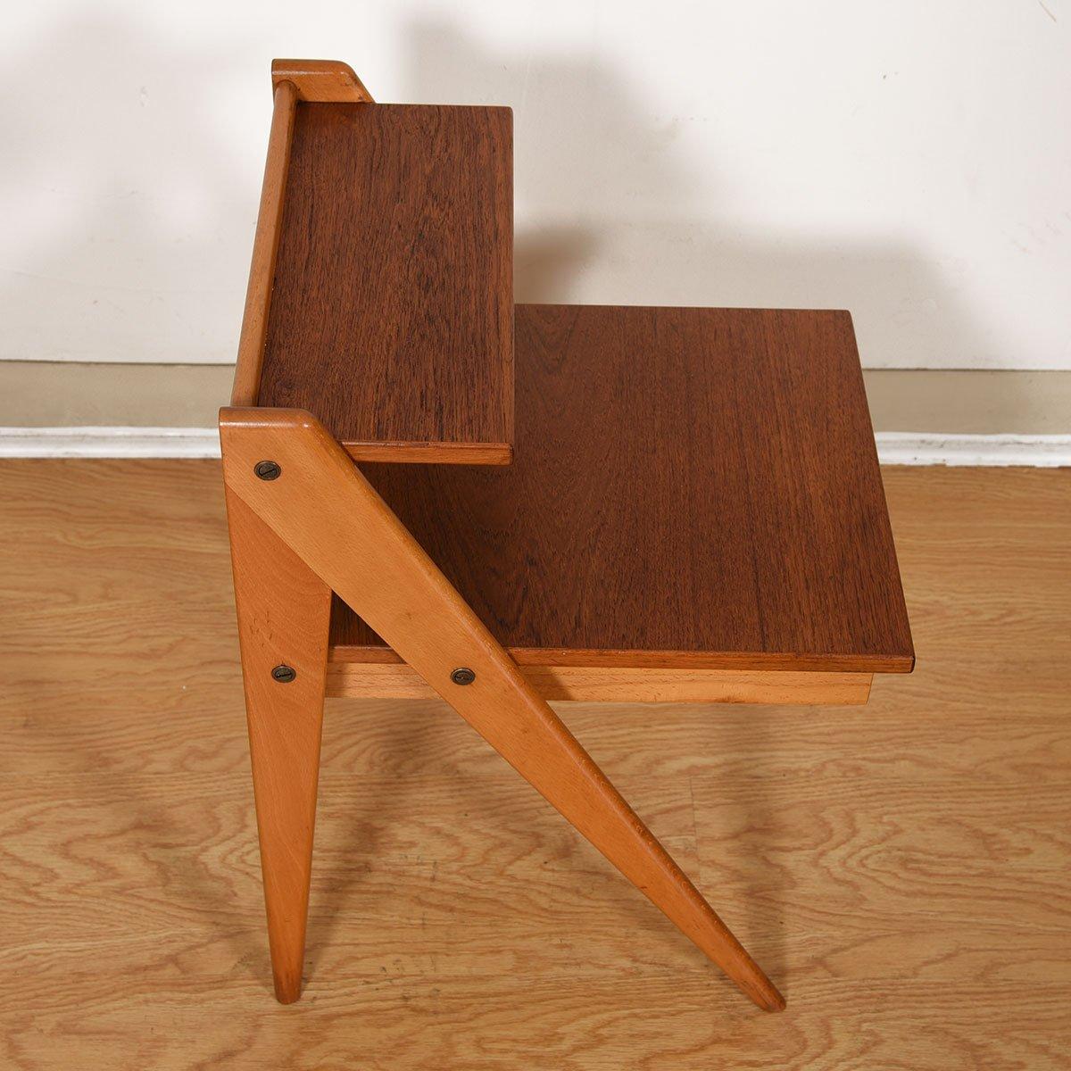 20th Century Swedish Bi-Level End Table with Hairpin Legs