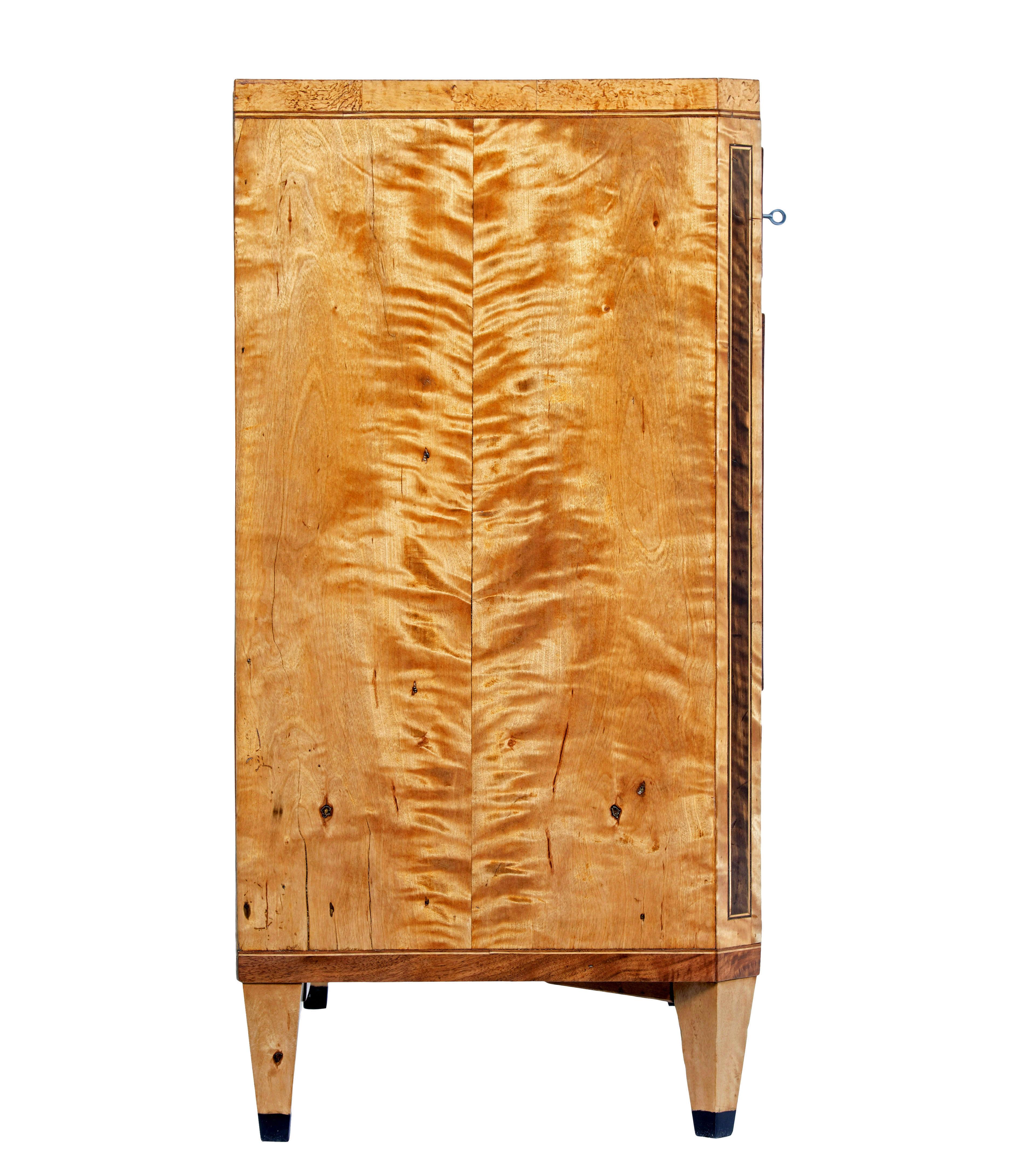 19th Century Swedish Biedermeier 19th century inlaid birch chest of drawers For Sale