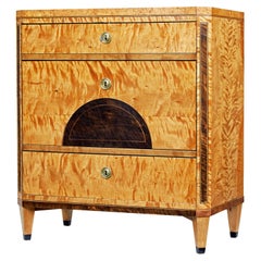 Swedish Biedermeier 19th century inlaid birch chest of drawers