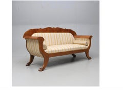 Swedish Biedermeier Antique Sofa Couch Empire 19th C 3-4 Seat Lion Feet