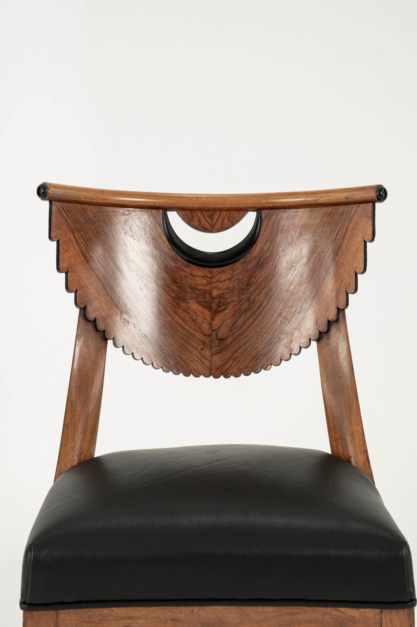 Swedish Biedermeier Black Leather Chair 1