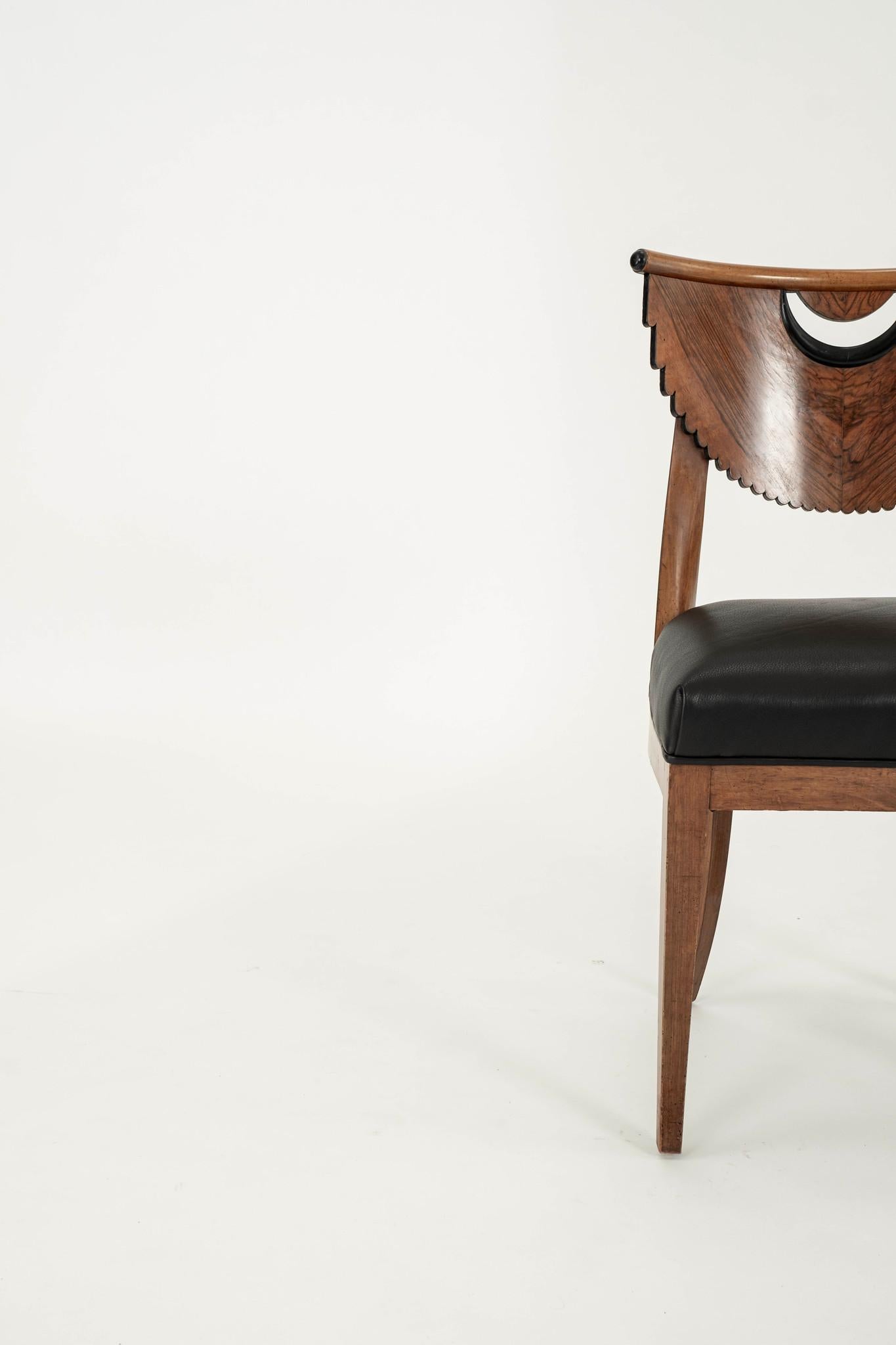 Swedish Biedermeier Black Leather Chair For Sale 3