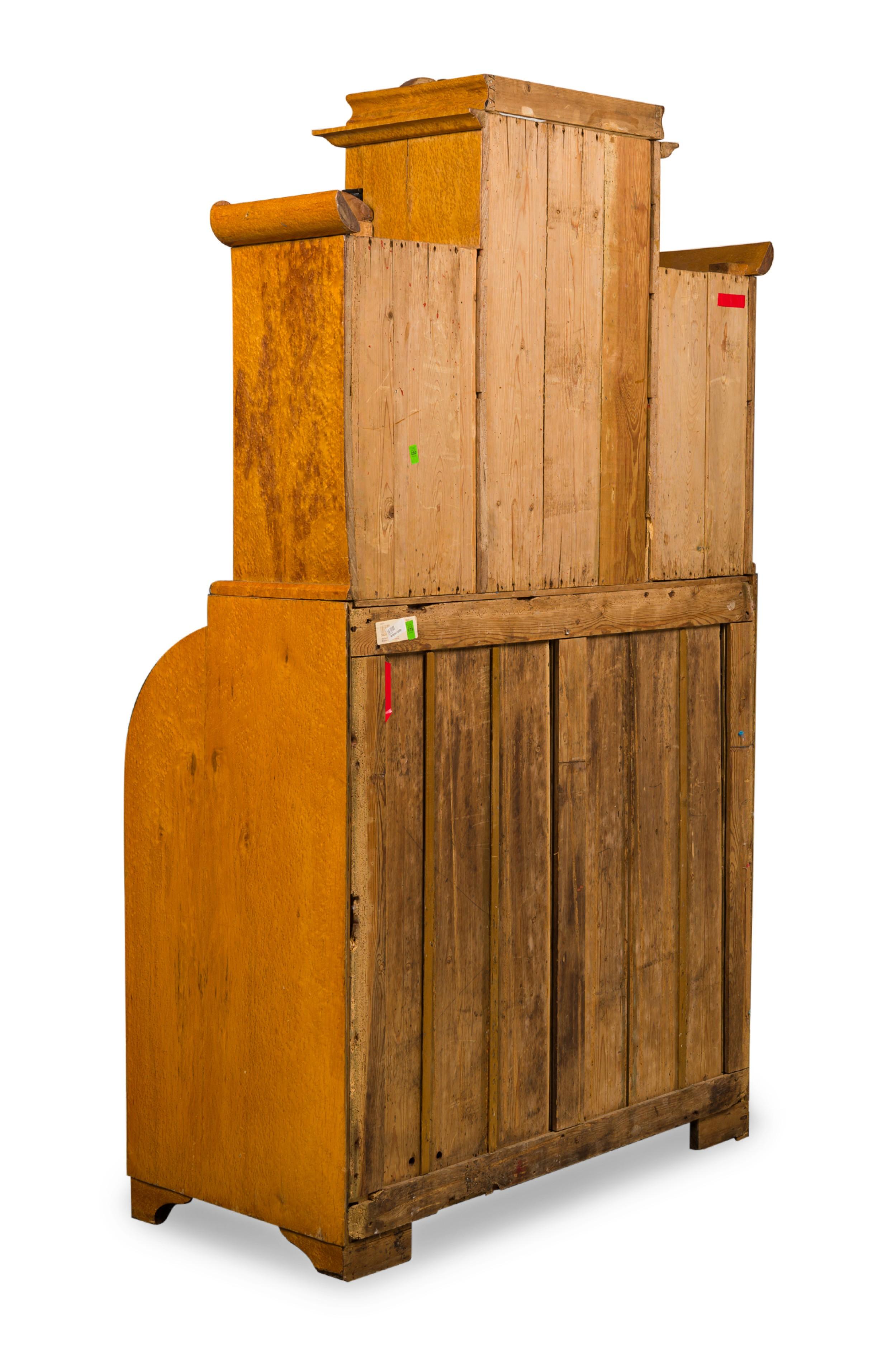 Sculpté à la main Bureau/Secrétaire Biedermeier suédois en bouleau ronceux cylindrique