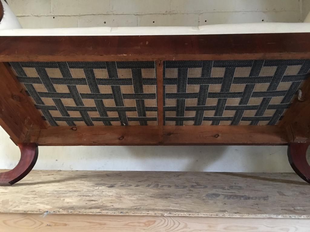 Wood Swedish Biedermeier Carved Three-Seat Sofa Couch Settle Setee, Late 1800s