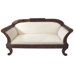 Swedish Biedermeier Carved Three-Seat Sofa Couch Settle Setee, Late 1800s