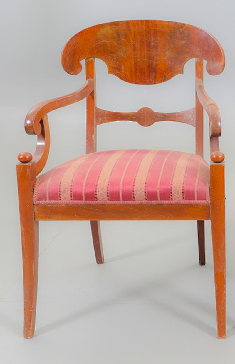 Polished Swedish Biedermeier Carver Chairs Late 1800s Antique Honey Quilted Golden Birch