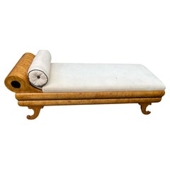 Schwedische Biedermeier Chaise Longue C.1860 Goldene Birke 190cm