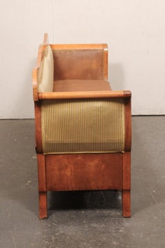 Swedish Biedermeier Curly Birch Sofa w/Wavy Top Rail