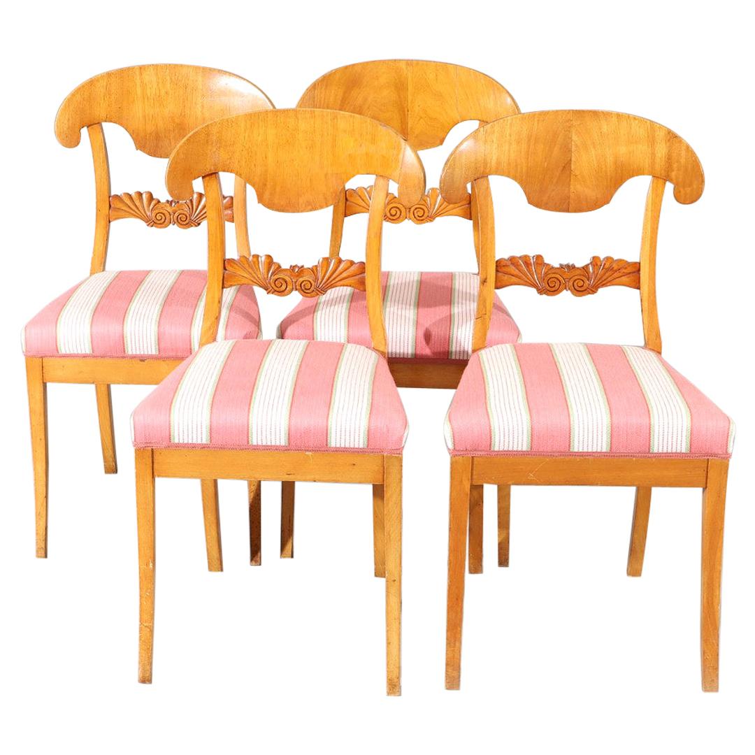 Swedish Biedermeier Dining Chairs Set of 12 Flame Golden Birch Honey Colour 1800