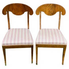 Swedish Biedermeier Dining Chairs Set of 2 Flame Golden Birch Honey Colour 1800s