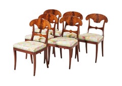Swedish Biedermeier Dining Chairs Set of 6 Flame Golden Birch