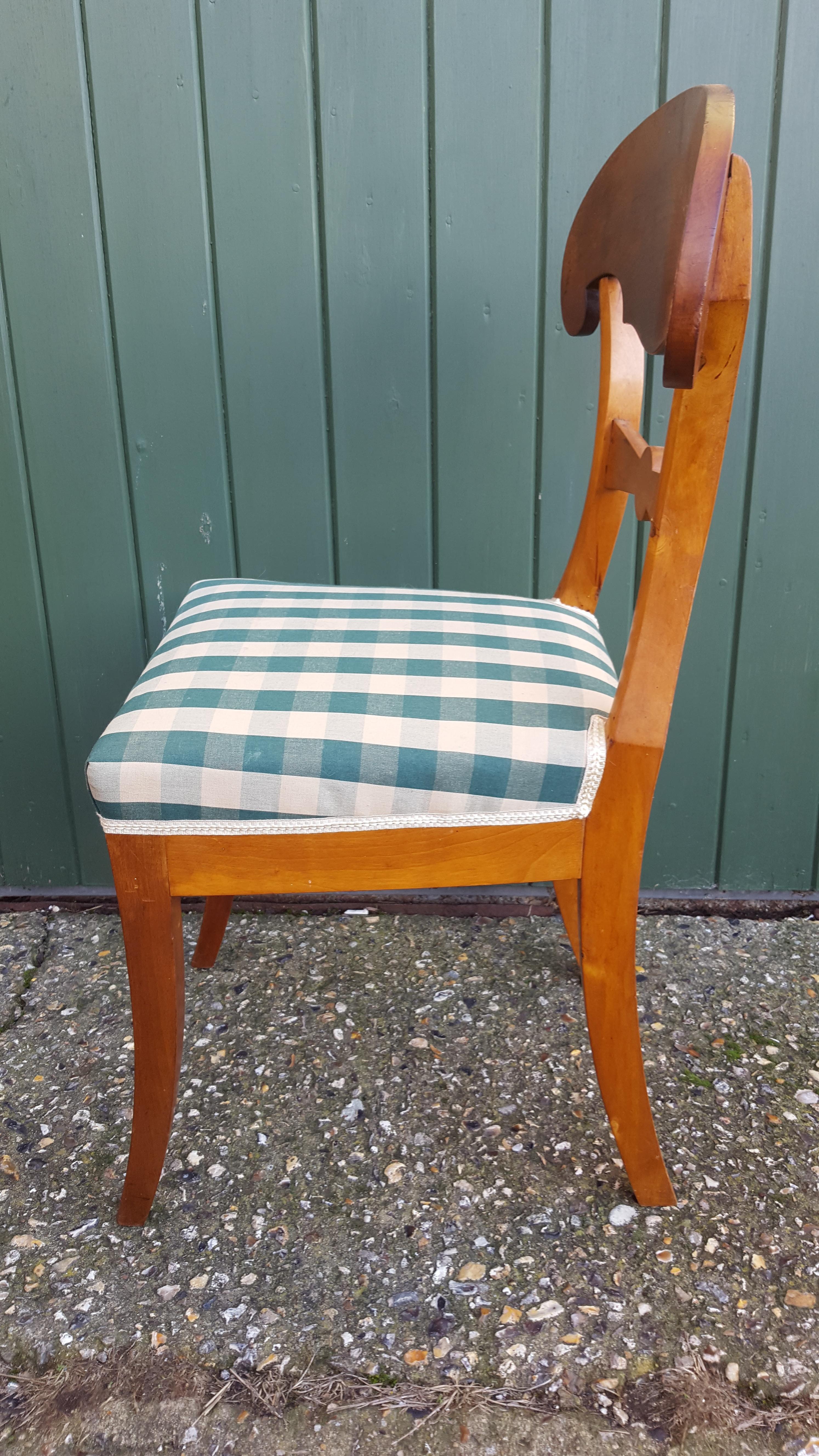 Swedish Biedermeier Dining Chairs Set of 6 Golden Birch Honey Color 19th Century 1