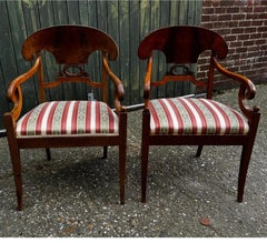 Swedish Biedermeier Dining Chairs Set of 6 veneer Golden Birch 1800s