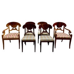 Swedish Biedermeier Dining Chairs Set of 6 veneer Golden Birch 1800s