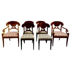 Antique Swedish Biedermeier Dining Chairs Set of 6 veneer Golden Birch 1800s