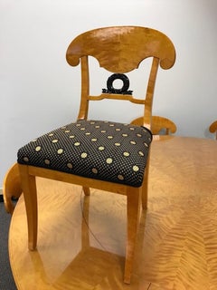 1800s Swedish Biedermeier Dining Suite 10 Chairs Extension 80" Round Table