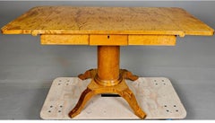 Swedish Biedermeier Drop-Leaf Pedestal Table Golden Birch 142cm