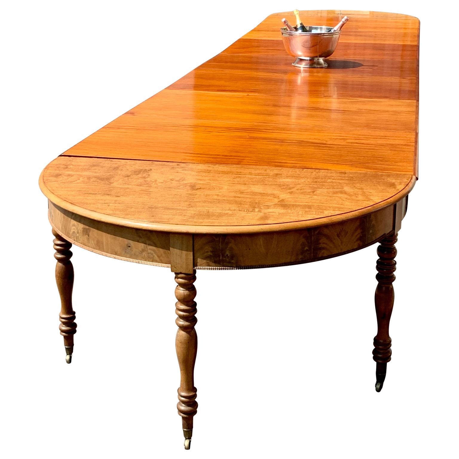 Hand-Crafted Swedish Biedermeier Long Dining Table in Mahogany