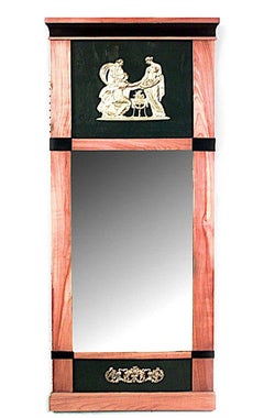 Schwedischer Wandspiegel im Biedermeier-Stil aus dem 19. Jahrhundert, aus Ahornholz und schwarz lackiert