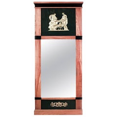 Swedish Biedermeier Maple and Black Lacquer Wall Mirror