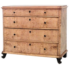 Swedish Biedermeier Maple Chest of Four Drawers