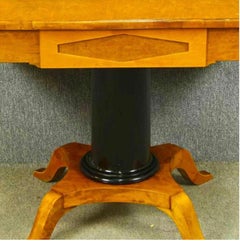 Swedish Biedermeier Pedestal Drop-Leaf Table Empire Golden Birch Ormolu Style A
