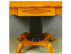 Swedish Biedermeier Pedestal Drop-Leaf Table Empire Golden Birch Ormolu Style A