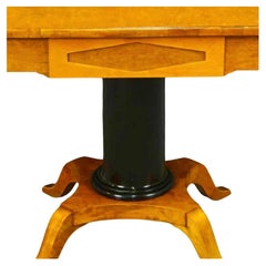 Swedish Biedermeier Pedestal Drop-Leaf Table Empire Golden Birch Ormolu Style A