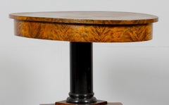 Swedish Biedermeier Pedestal Table Golden Birch 104cm lions feet 1800s