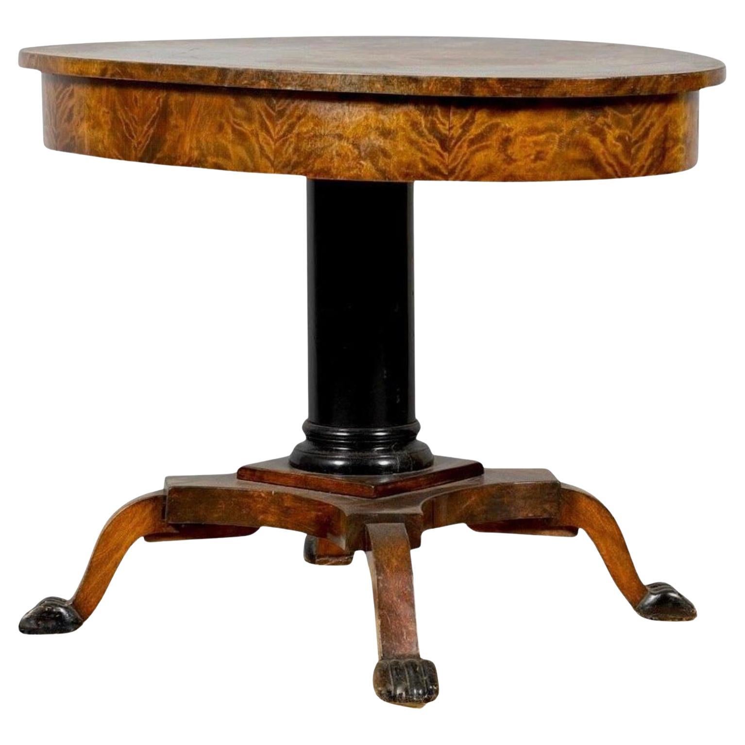 Antique Swedish Biedermeier Round Table, Golden Birch, Circa 1850-1900
