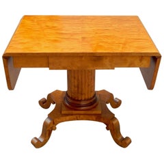 Swedish Biedermeier Revival Drop Leaf Table in Golden Birch by Johan Ekman