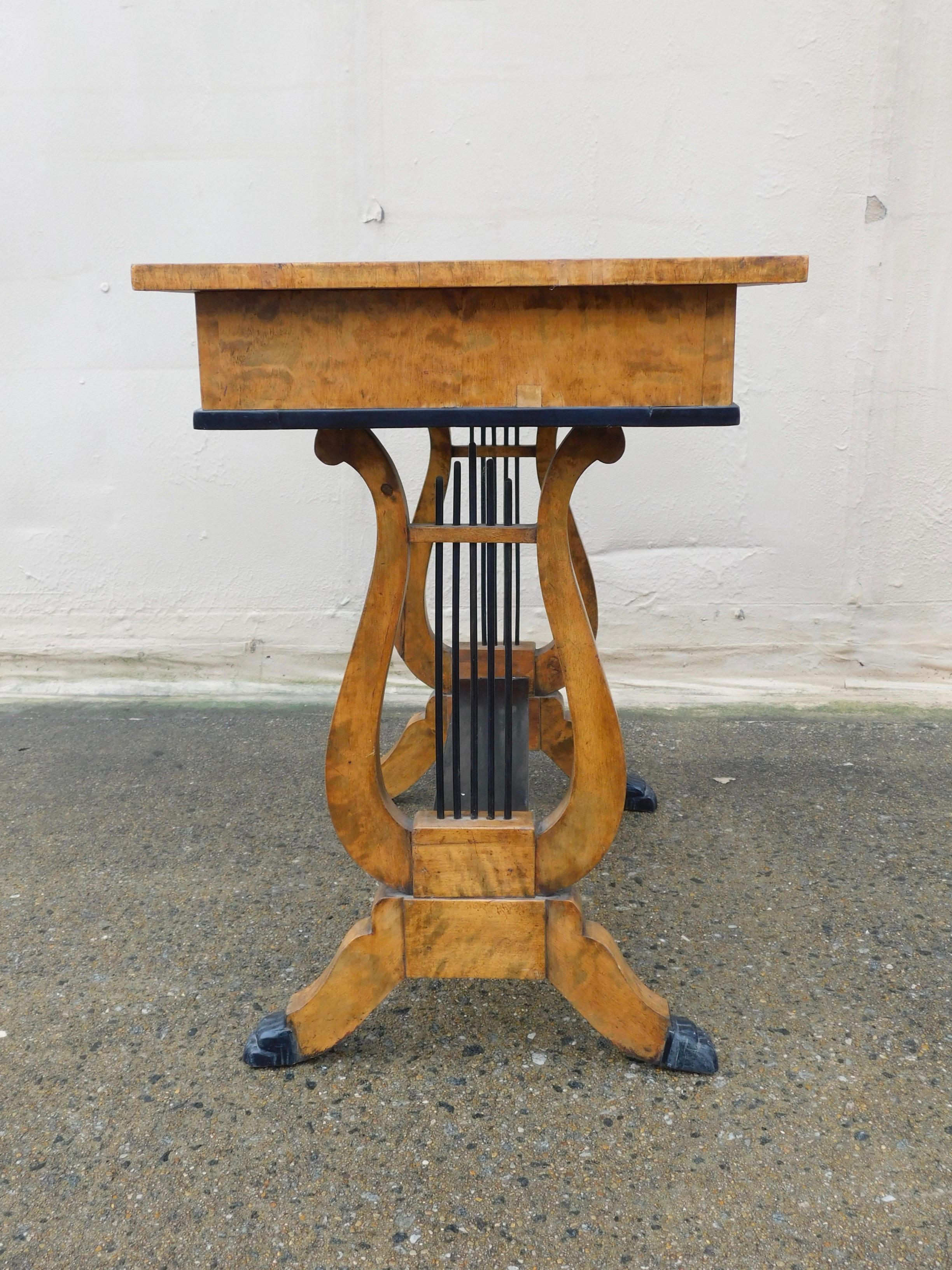 Swedish Biedermeier Revival Writing Table in Golden Flame Birch, circa 1920 For Sale 1