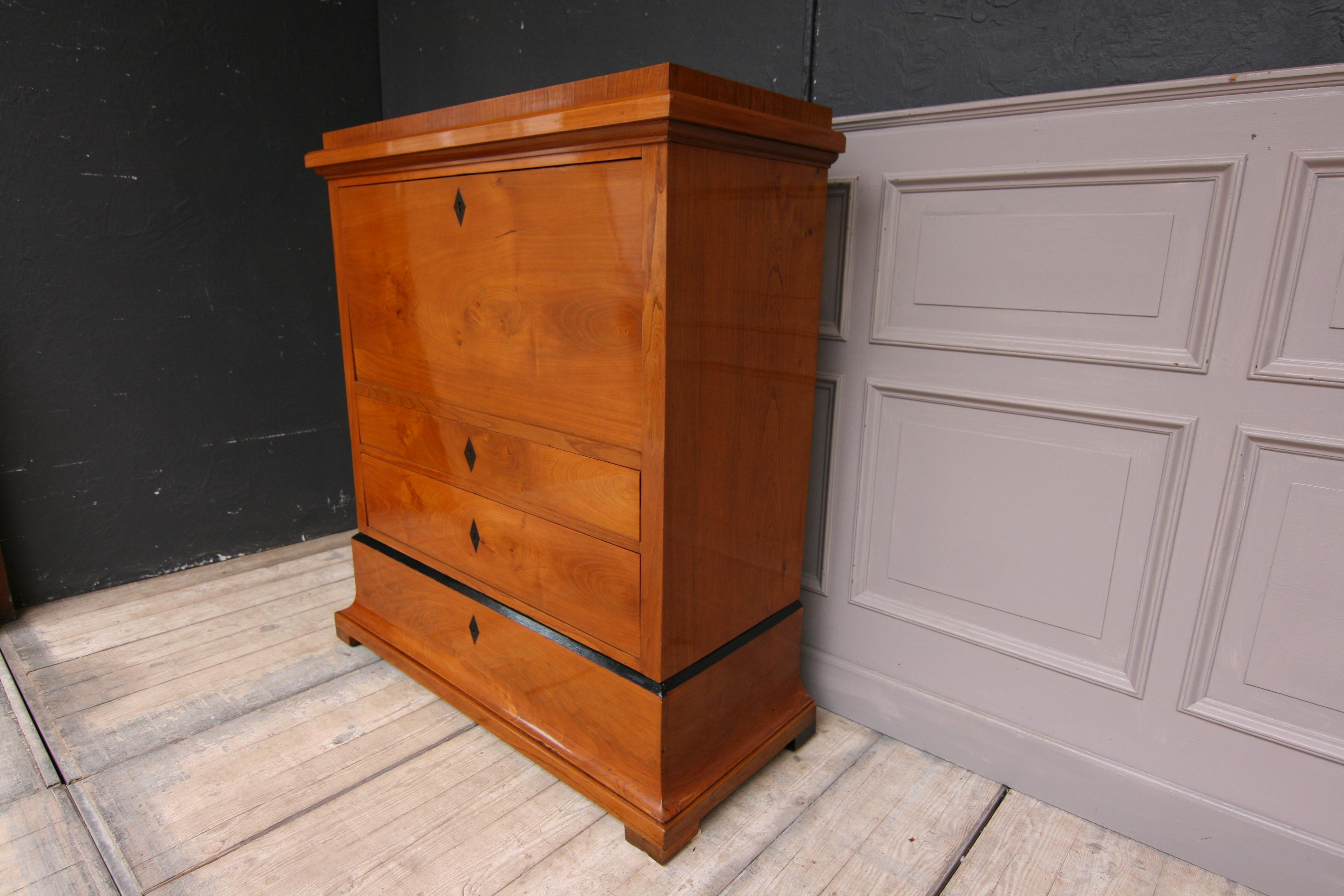 Swedish Biedermeier Secretary, Cherrywood Veneer, French Polished 6