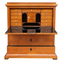 Swedish Biedermeier Secretary, Cherrywood Veneer, French Polished