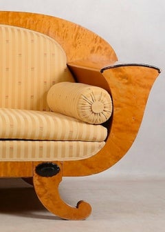 Swedish Biedermeier Sofa Empire Couch Golden Birch Honey Colour, 19th Century