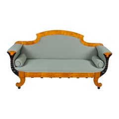 Swedish Biedermeier Sofa Empire Couch Honey Color, 2-3 Seat, 19th Century Ormolu