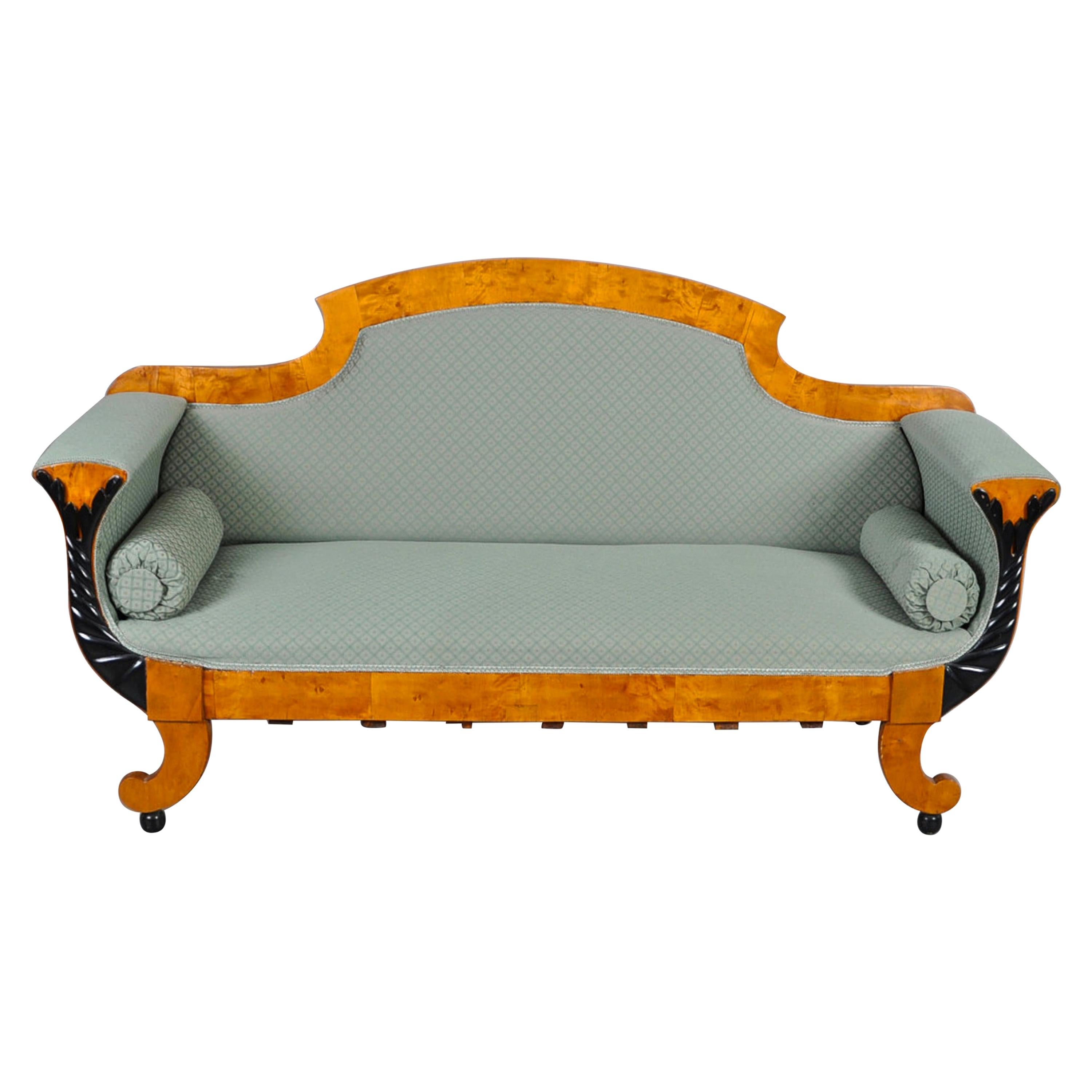 Swedish Biedermeier Sofa Empire Couch Honey Color, 2-3 Seat, 19th Century Ormolu