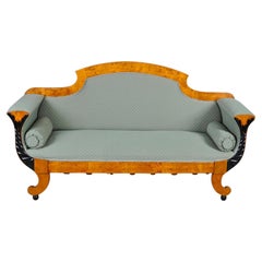 Swedish Biedermeier Sofa Empire Couch Honey Color, 2-3 Seat, 19th Century Ormolu