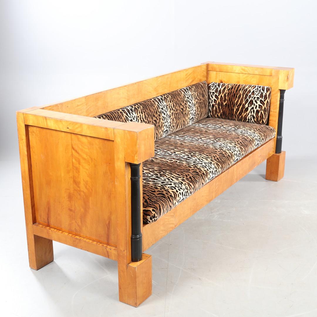 Polished Swedish Biedermeier Sofa Empire Couch Honey Color, 3-4 Seat, 19th Century