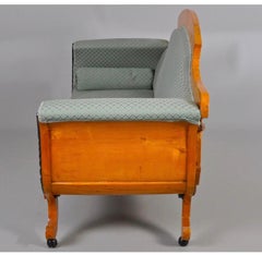 Swedish Biedermeier Sofa Empire Couch Honey Color, 3 Seat, 19th Century Ormolu A