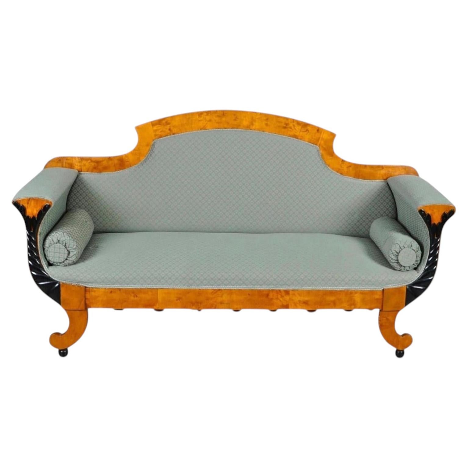 Swedish Biedermeier Sofa Empire Couch Honey Color, 3 Seat, 19th Century Ormolu A